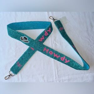 Turquoise Pink Beaded HOWDY Purse Crossbody Strap New